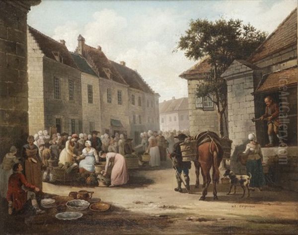 Scene De Marche Oil Painting by Nicolas Joseph Vergnaux