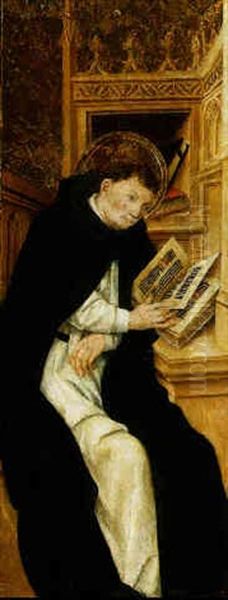 An Augustine Monk Reading An Anthiphonary Oil Painting by Pablo Vergos