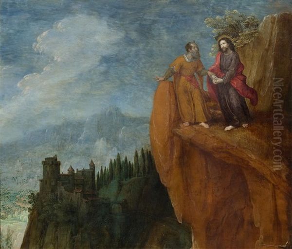 Panorama Landscape With The Temptation Of Christ Oil Painting by Tobias Verhaecht