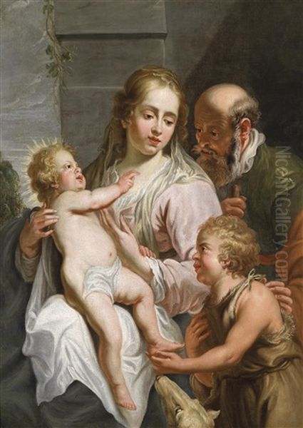 Die Heilige Familie Mit Dem Johannesknaben Oil Painting by Pierre Jean Joseph Verhaegen