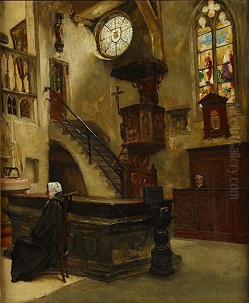 Interieur Oil Painting by Pieter J. Verhaert