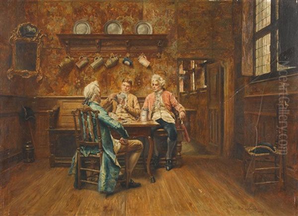 Die Kartenspieler Oil Painting by Pieter J. Verhaert