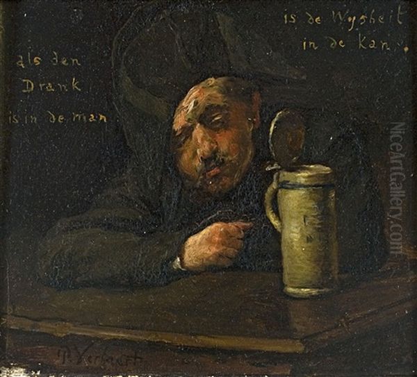 Der Trinker Oil Painting by Pieter J. Verhaert