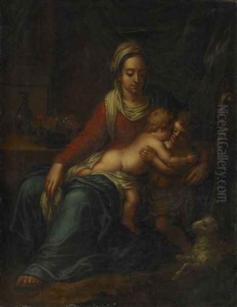 Madonna Med Barnet Och Johannes Doparen Oil Painting by Jean Joseph (Pottekens-Verhaghen) Verhaghen