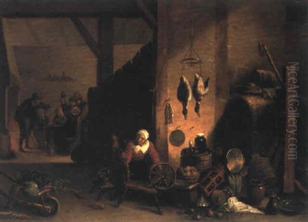 Interieur De Ferme Oil Painting by Jean Joseph (Pottekens-Verhaghen) Verhaghen