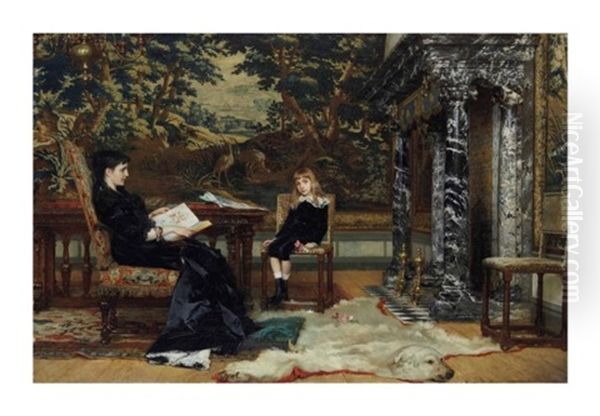 La Lecture Au Salon Oil Painting by Frans Verhas