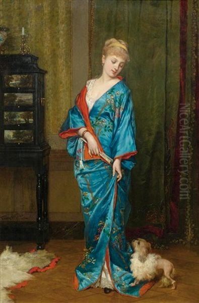 Dame Im Kimono Oil Painting by Frans Verhas