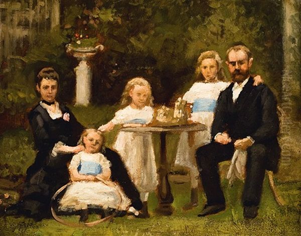 Portrait De Famille Dans Le Jardin Oil Painting by Frans Verhas