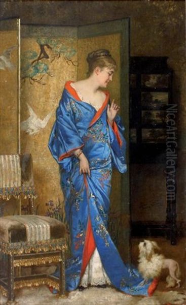 Le Kimono Japonais Oil Painting by Frans Verhas