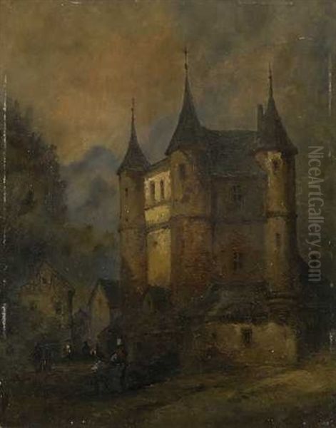 Partie In Einer Mittelalterlichen Stadt Oil Painting by Theodor Verhas