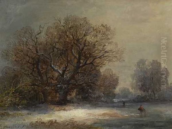 Winterlandschaft Oil Painting by Theodor Verhas