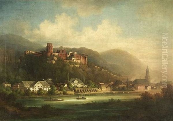 Blick Auf Das Heidelberger Schloss Oil Painting by Theodor Verhas