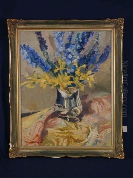 Begonien In Silbervase Oil Painting by Robert Breyer