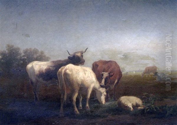 Vaches Et Mouton by Valere Verheust