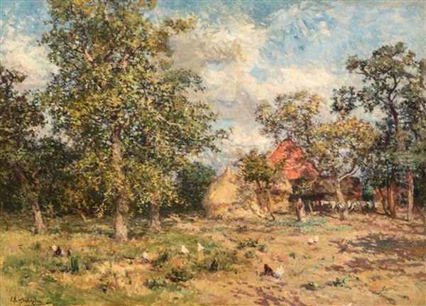 At The Farmstead Oil Painting by Isidoor Verheyden