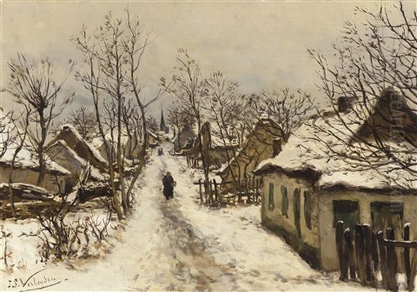 Winter In La Hulpe Oil Painting by Isidoor Verheyden