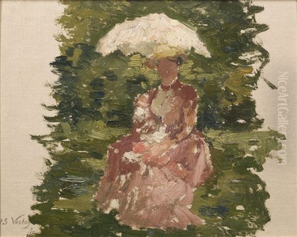 Dame Au Parasol Oil Painting by Isidoor Verheyden