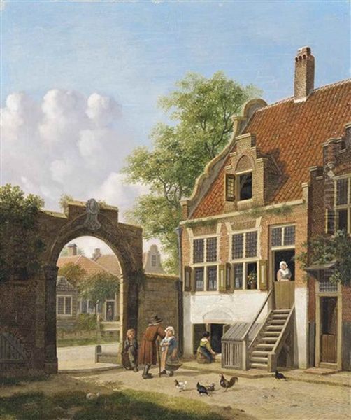 A Conversation On The Footpath Oil Painting by Jan Hendrik Verheyen