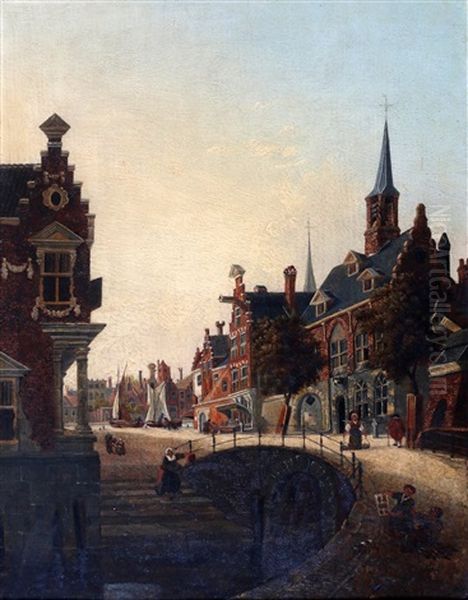 Capriccio Dutch City View Oil Painting by Jan Hendrik Verheyen