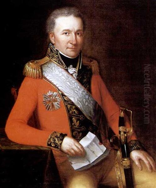 A Portrait Of General Ernst Frederik Walterstorff Oil Painting by Charles-Pierre Verhulst