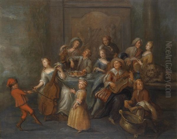 Musizierende Gesellschaft Oil Painting by Nicholaas Verkolye