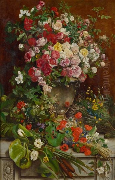 Homage To The Queen Of The Flowers Oil Painting by Charles Verlat