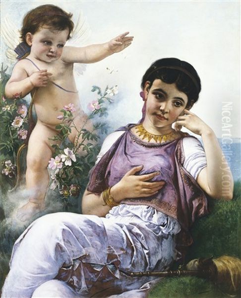 Ariadne And Amor (1880) Oil Painting by Charles Verlat