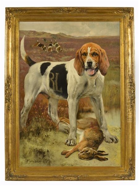 Chiens De Chasse Et Lievre Mort Oil Painting by Charles Verlat