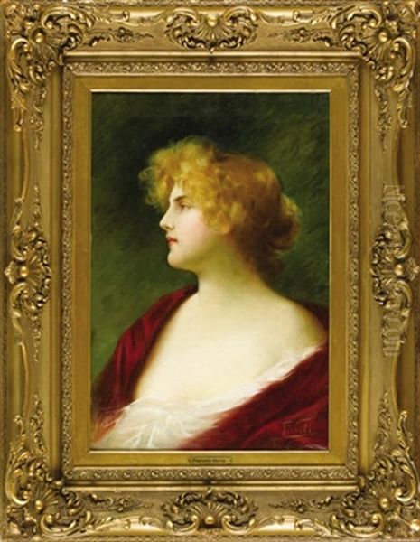 A Portrait Of A Lady Oil Painting by Francois Verly