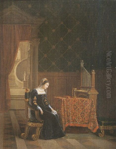 La Reine Marie D'ecosse Apres La Sentence (?) Oil Painting by Jean Baptiste Vermay