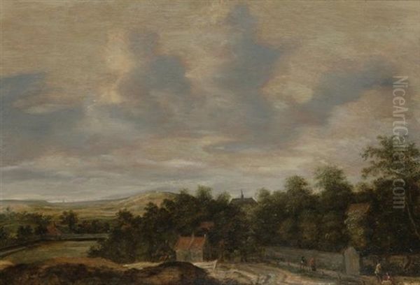 Landscape With A Walled Estate And A Church Oil Painting by Jan Vermeer van Haarlem III