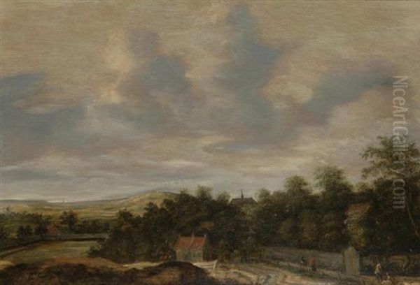 Landscape With A Walled Estate And A Church by Jan Vermeer van Haarlem the Elder