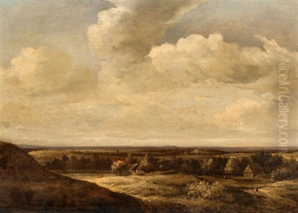 Weite Dunenlandschaft Mit Bauern Oil Painting by Jan Vermeer van Haarlem the Younger