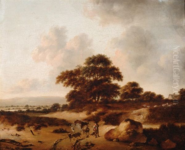 A Landscape With Shepherd And Stock On The Foreground Oil Painting by Jan Vermeer van Haarlem the Younger