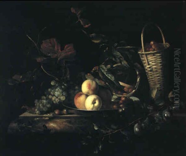 Still Life Of Fruit On A Ledge Oil Painting by Barent (v. d. Meer) Vermeer