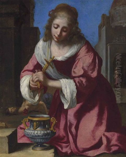 Saint Praxedis Oil Painting by Johannes Vermeer