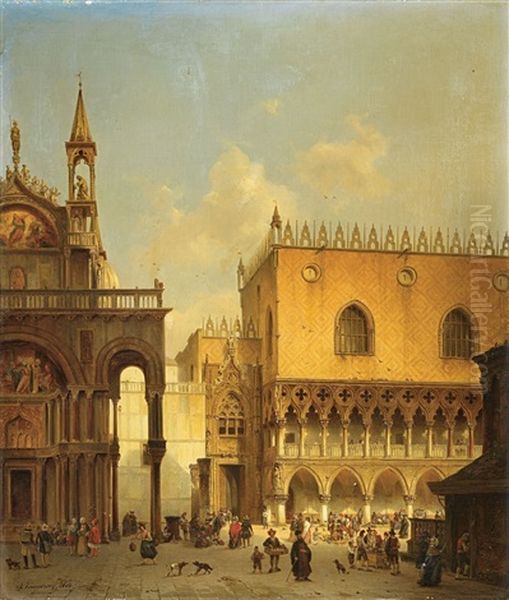 Am Markusplatz In Venedig Oil Painting by Ivo Ambroise Vermeersch