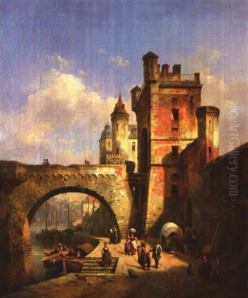 Moselbrucke Und Altstadtsilhouette Von Koblenz Oil Painting by Ivo Ambroise Vermeersch