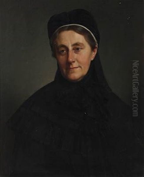 Portrait Of Mrs. Councillor Benedicte Collin Oil Painting by Frederik (Johan Frederik Nikolai) Vermehren