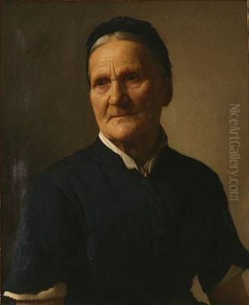 Portrait Of An Elderly Woman Oil Painting by Frederik (Johan Frederik Nikolai) Vermehren