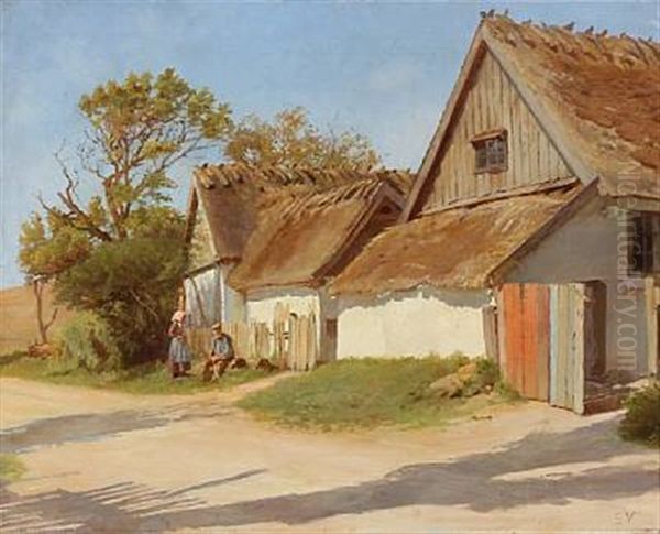 Det Gamle Husmandssted. Fuglsang Oil Painting by Gustav Vermehren