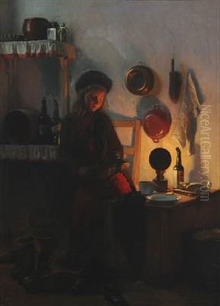 Stovlerne Pudses Oil Painting by Gustav Vermehren