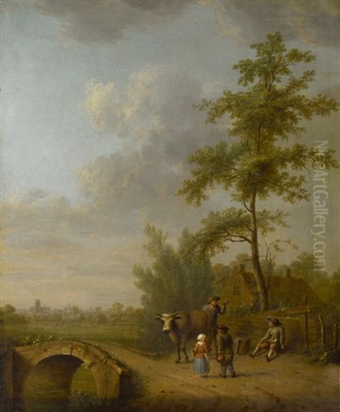 Bauern Am Wegesrand Oil Painting by Cornelis Vermeulen