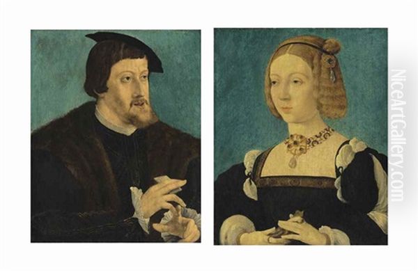 Portrait Of The Charles V, Holy Roman Emperor (1500-1558); And Portrait Of His Wife by Jan Cornelisz Vermeyen