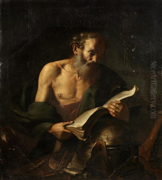 A Philosopher Oil Painting by Giuseppe Vermiglio