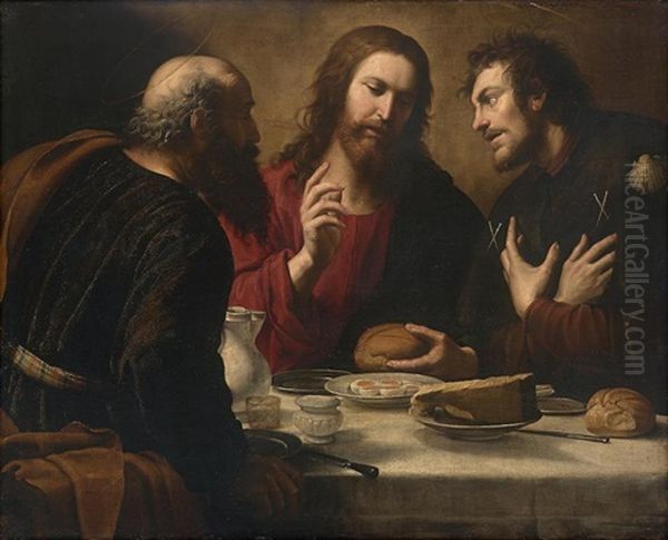 The Supper At Emmaus Oil Painting by Giuseppe Vermiglio