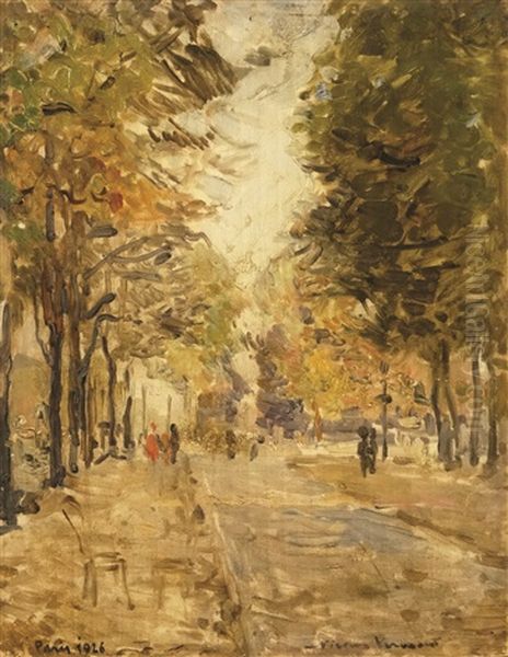 Alley In Louxembourg Garden Oil Painting by Nicolae Vermont