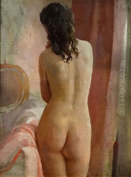 Nude Seen From The Back Oil Painting by Nicolae Vermont