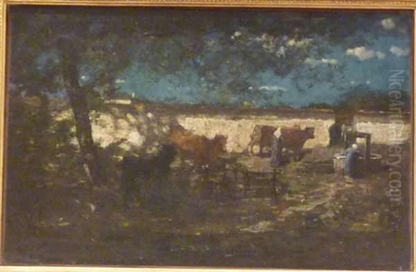 Fermiere Pres D'un Puits Oil Painting by Francois Vernay