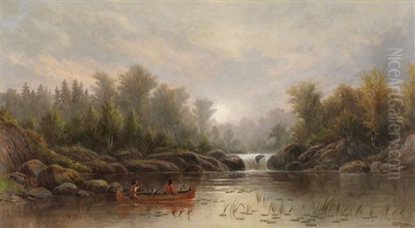 Ojibway In A Canoe Oil Painting by Frederick Arthur Verner